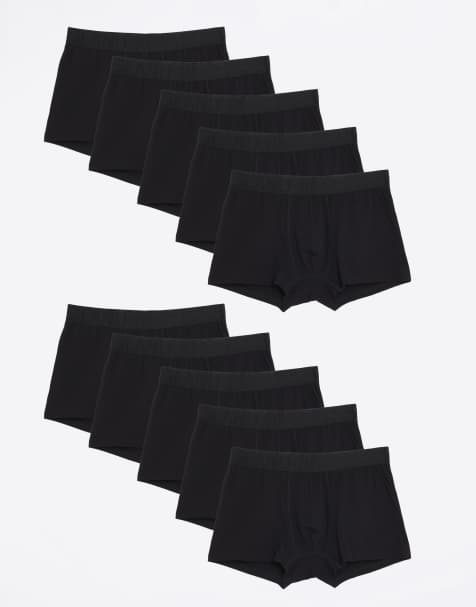 River Island 10 pack ri jacquard waistband trunks in black - view 1