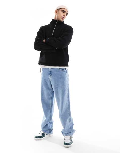 River Island 1987 half zip fleece in black - view 1