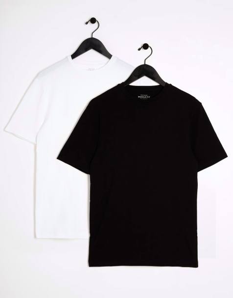 River Island 2 Pack Black/White Muscle Fit T-Shirt