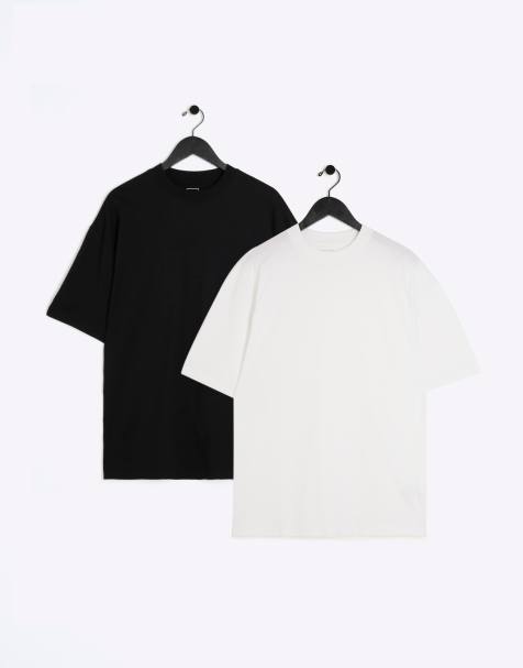 River Island 2 Pack Black/White Oversized T-Shirt