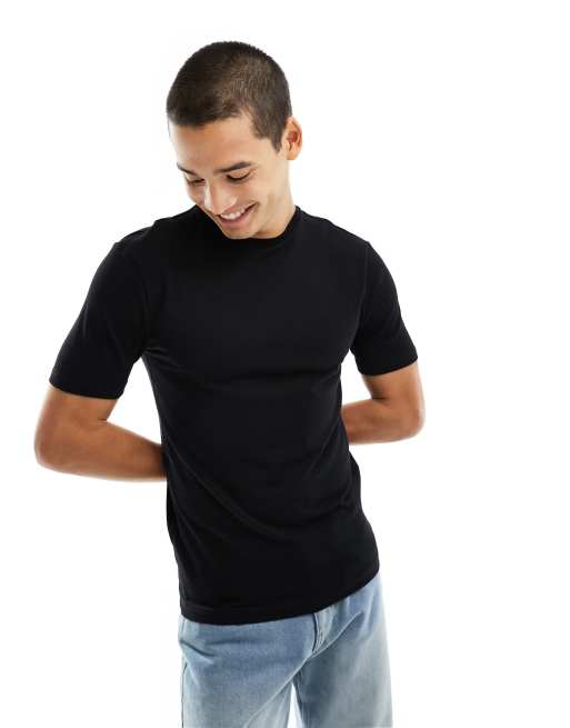 River Island – 2er-Pack körperbetonte T-Shirts in Schwarz