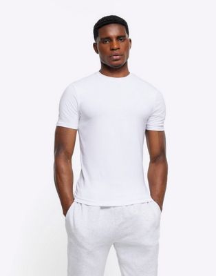 River Island 2pk muscle fit t-shirt in white