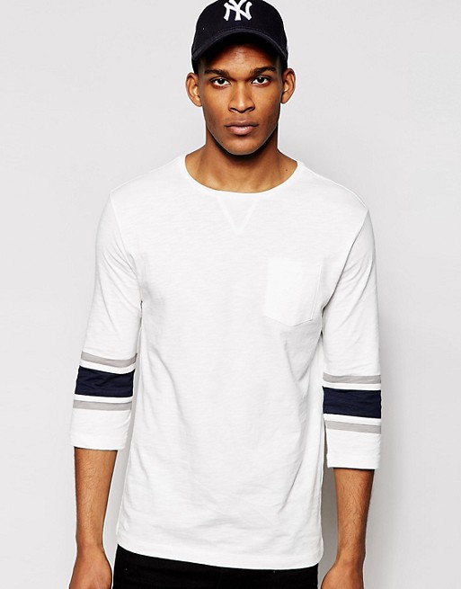 River Island | River Island 3/4 Sleeve Top in with Stripe Bands