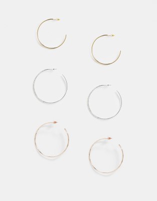 River Island 3 hoop earring pack in rose gold