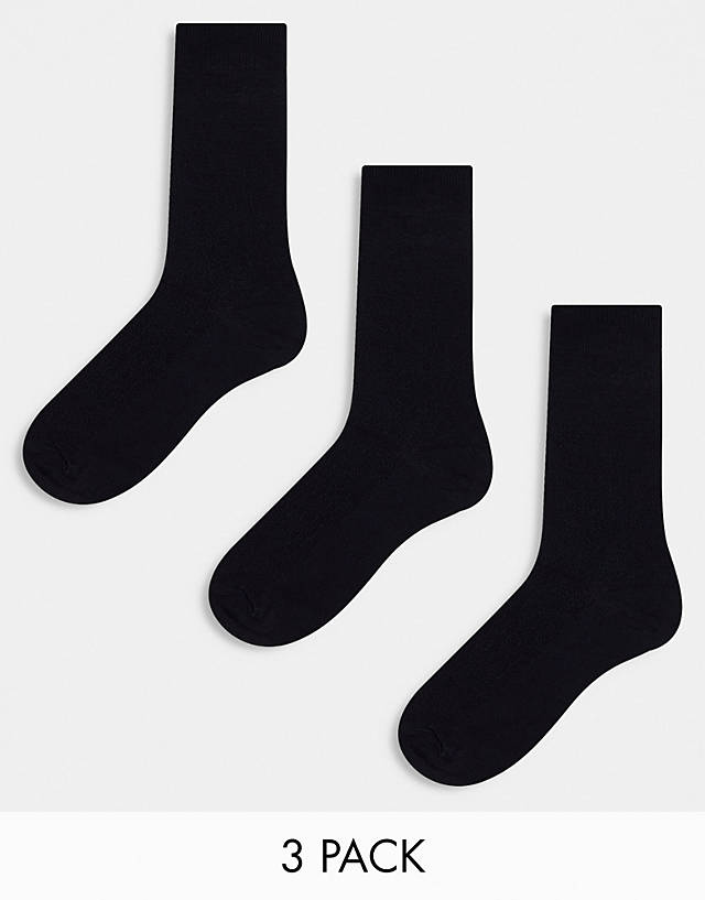 River Island - 3 pack ankle socks in black