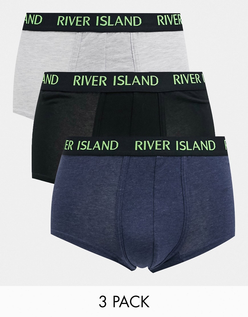 River Island 3 pack boxers in gray-Grey