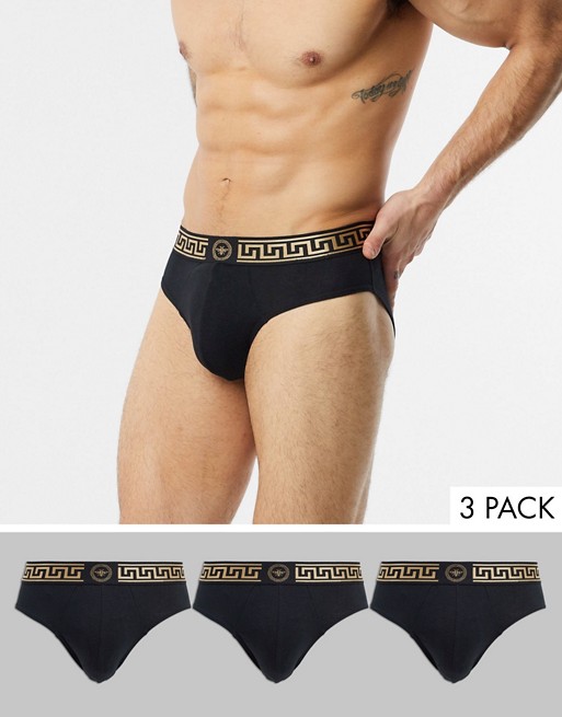 River Island 3 pack briefs with baroque waistband
