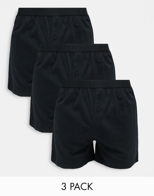 River Island 3 pack fly button boxers in black | ASOS