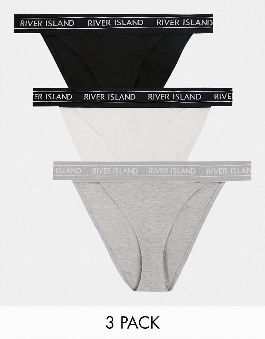 River Island 3 pack of logo tape panty set in multi