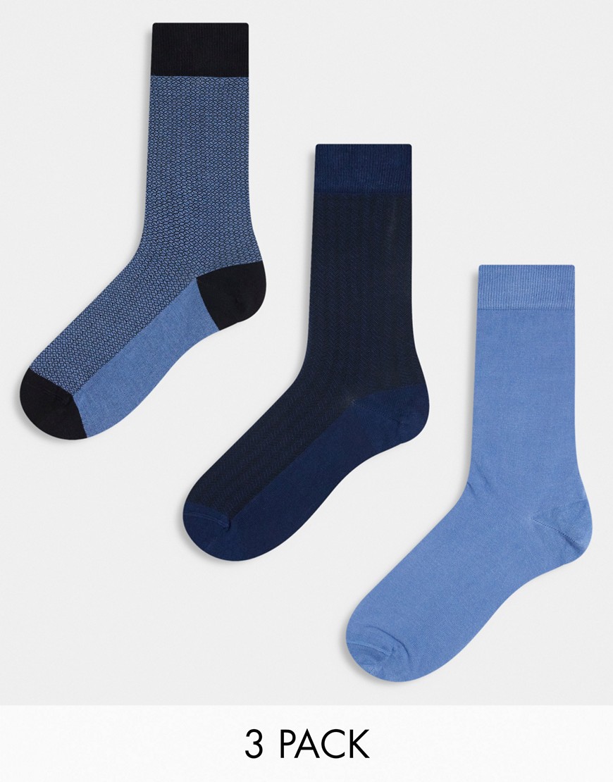River Island 3 Pack Socks In Blue-black
