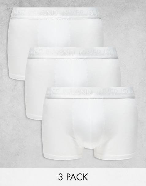 River Island 3 pack split waistband trunks in white - view 1