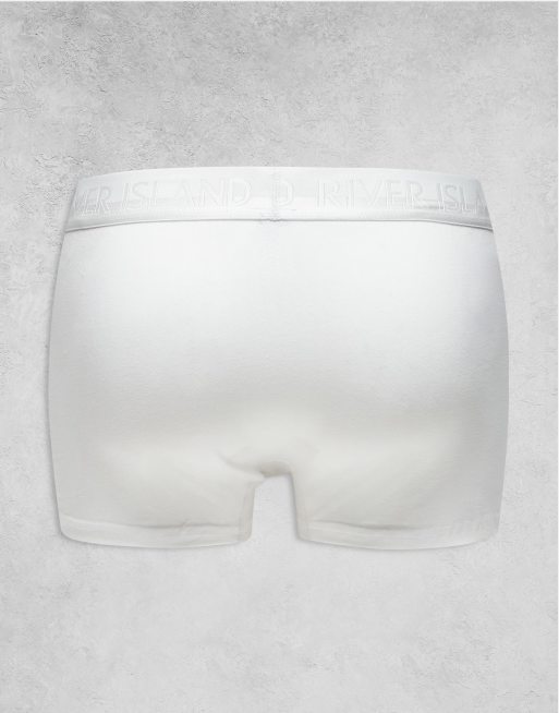 River Island 3 pack split waistband trunks in white