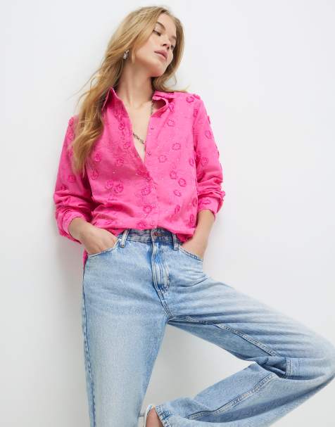 River Island 3d floral embellished shirt in pink - view 1