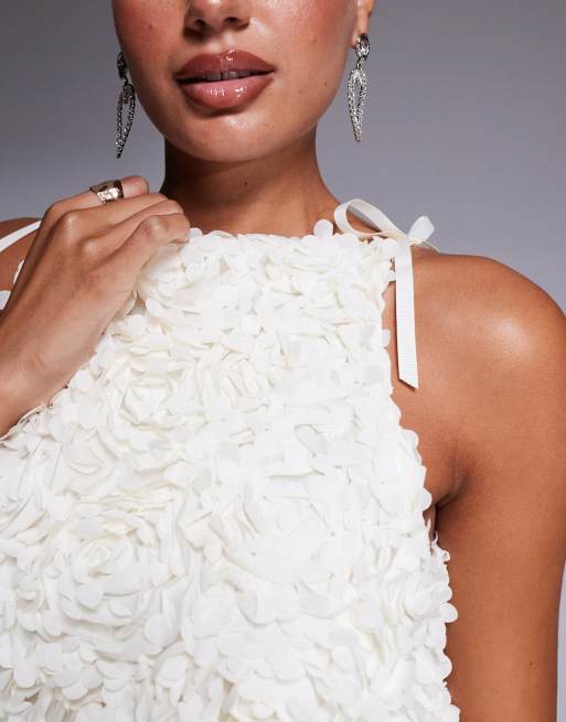 River Island 3D petal mini dress in cream 