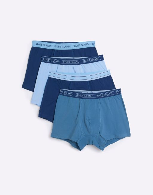 River Island 4 pack boxers in blue | ASOS