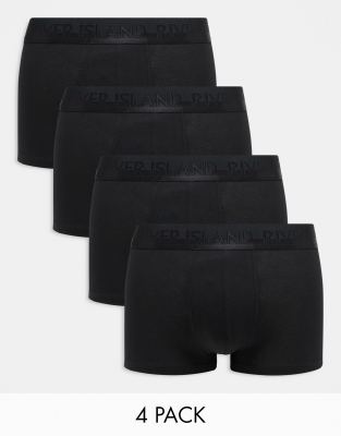 River Island River Island 4 pack cotton stretch trunks in black