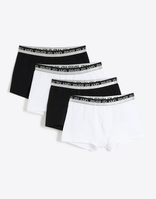 River Island 4 pack cotton stretch trunks in white
