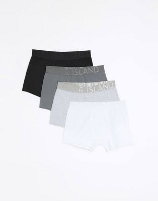 River Island 4 Pack Drench Briefs In Gray