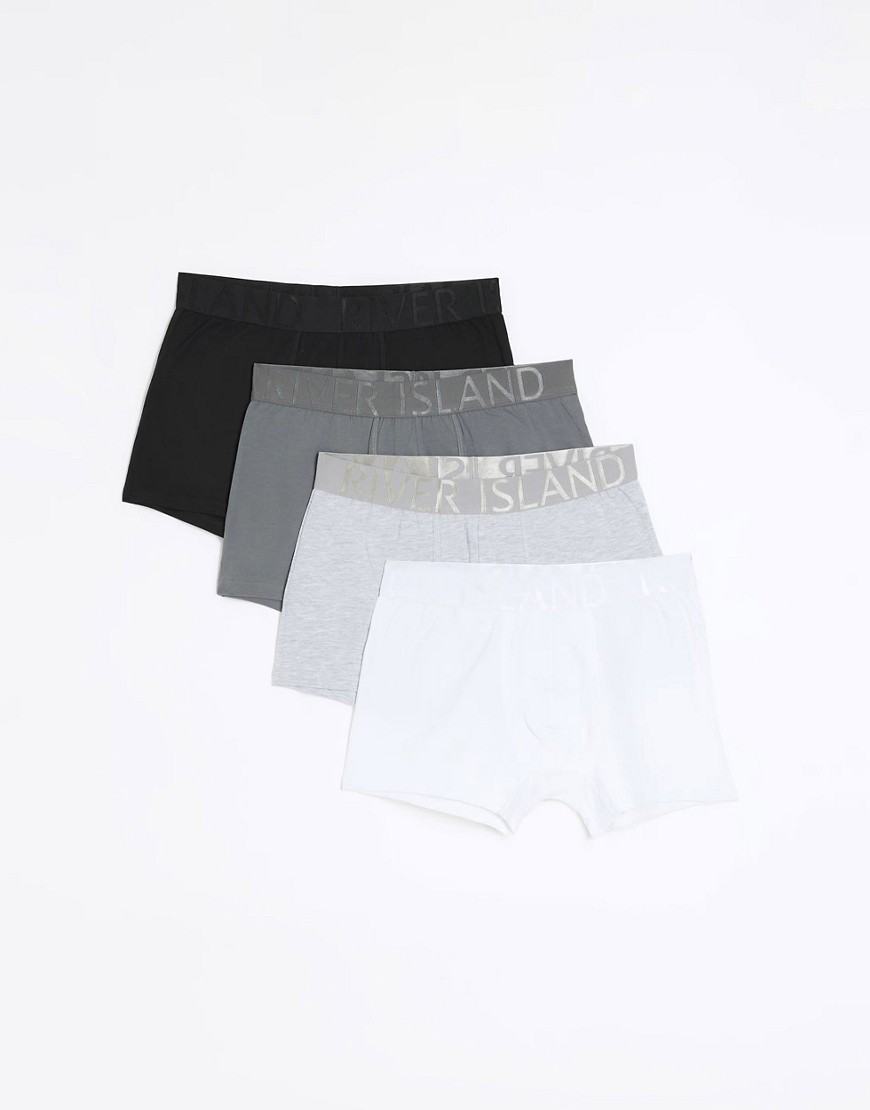 River Island 4 pack drench trunks in grey