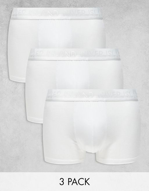 River Island 4 pack split waistband trunks in white