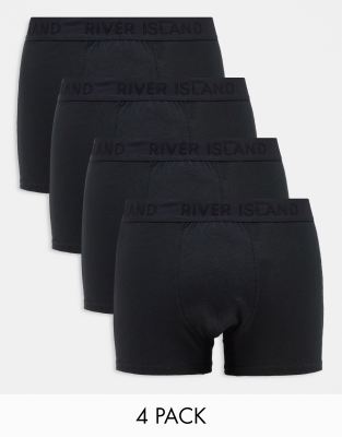 River Island 4 pack trunks in black | ASOS