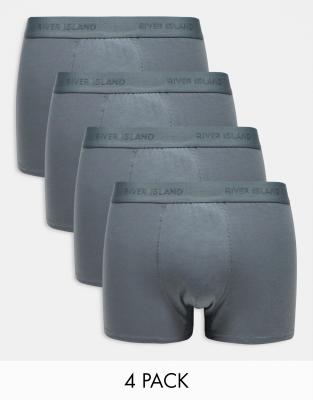 River Island 4 pack trunks in dark grey