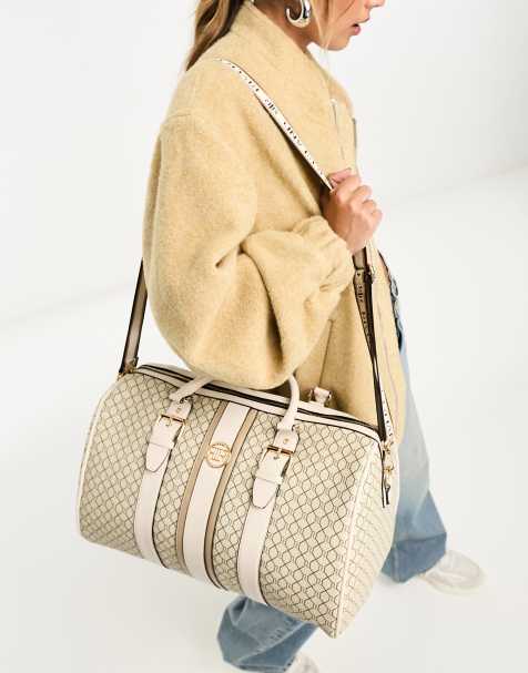 River Island monogram weekend holdall in light pink