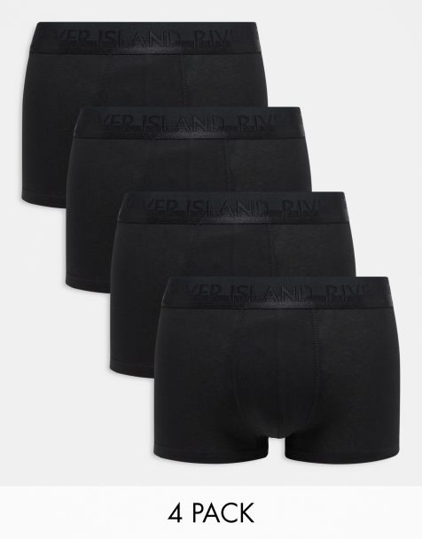 River Island – 4er-Pack Stretch-Unterhosen aus Baumwolle in Schwarz - view 1