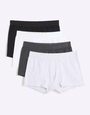 River Island 4pk ri trunks in grey - marl