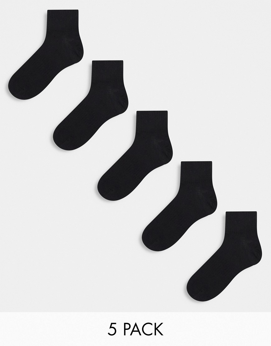 River Island 5 pack ankle socks in black