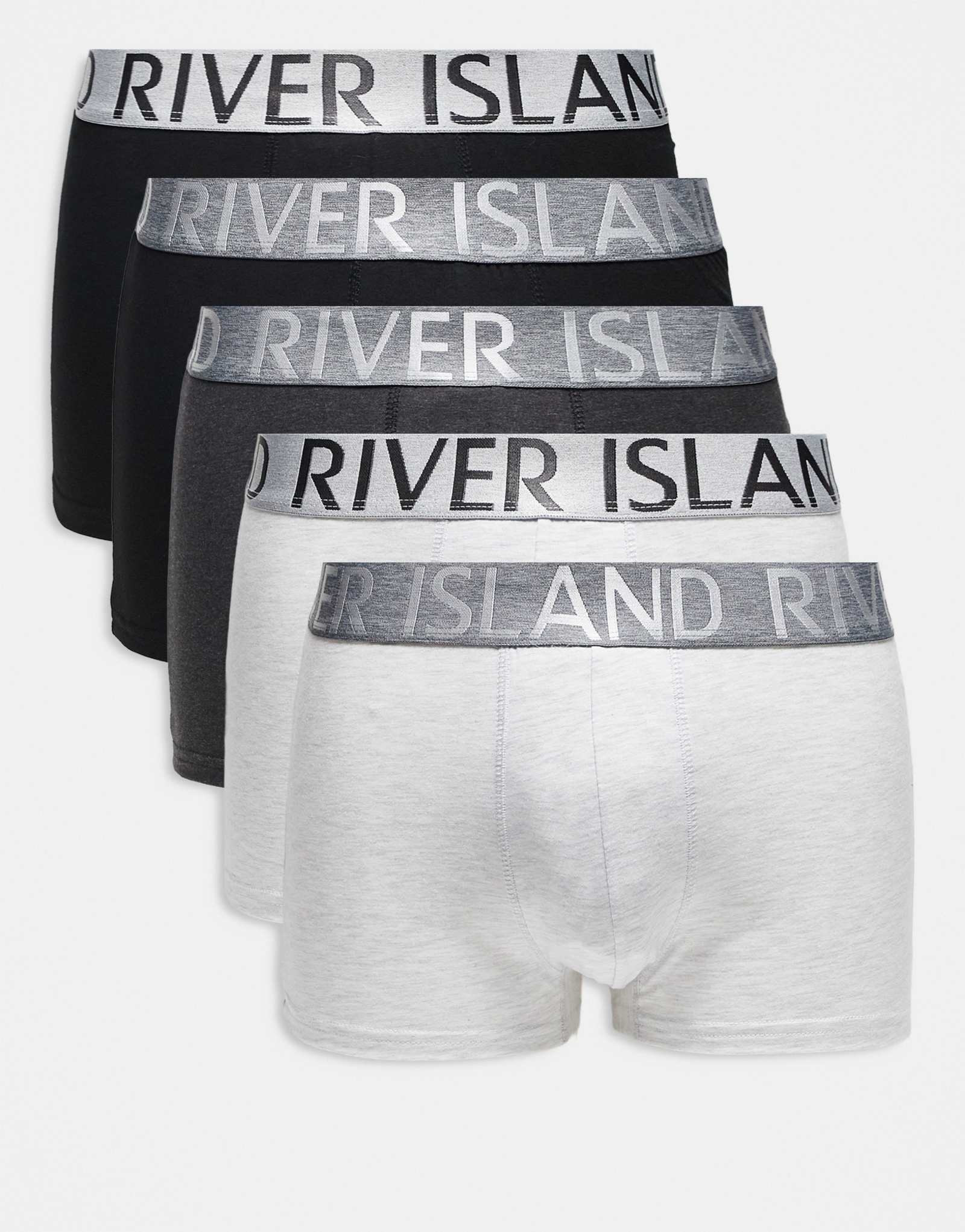 Трусы-боксеры River Island из 5 упаковок смешанного серого цвета 