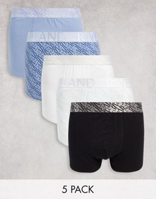 River Island 5 pack boxers in blue multi