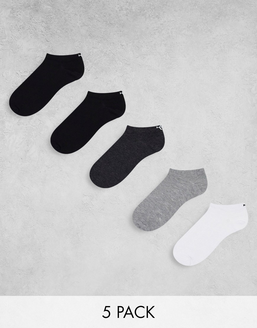 River Island 5 pack core sneakers socks in gray heather