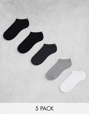 River Island 5 pack core trainer socks in grey marl