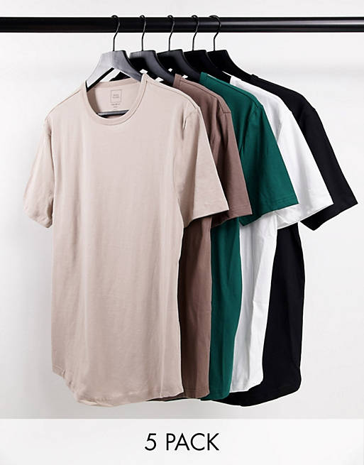 T-Shirts & Vests River Island 5 pack curve hem t-shirt in multi 