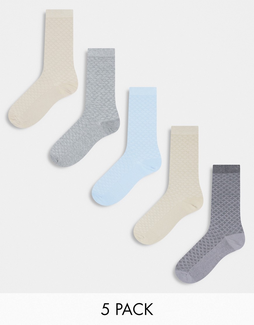 5 pack dressy socks in light blue