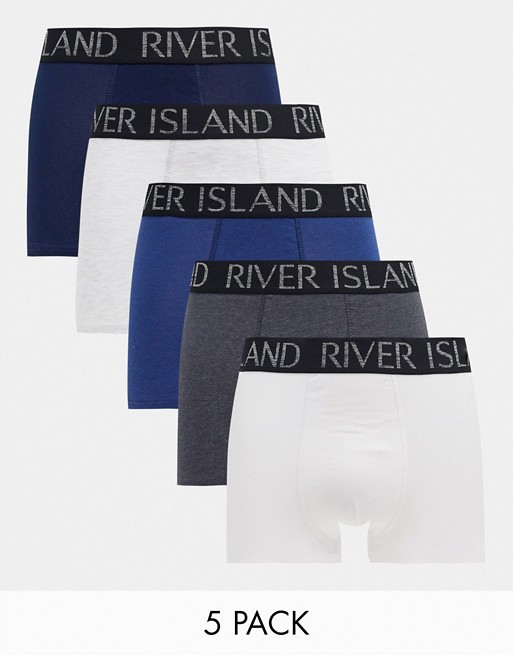 River Island 5 pack hipsters in blue