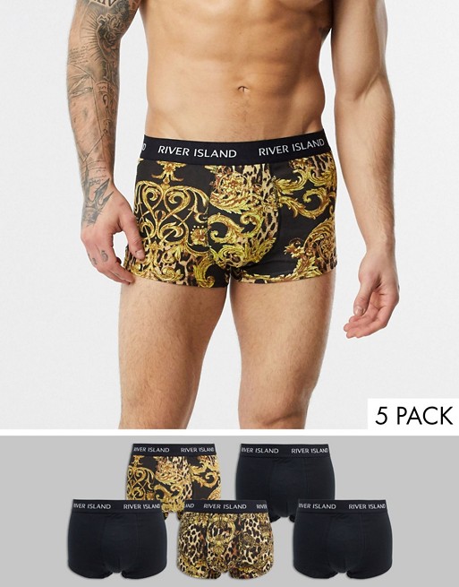 River Island 5 pack hipsters in leopard baroque