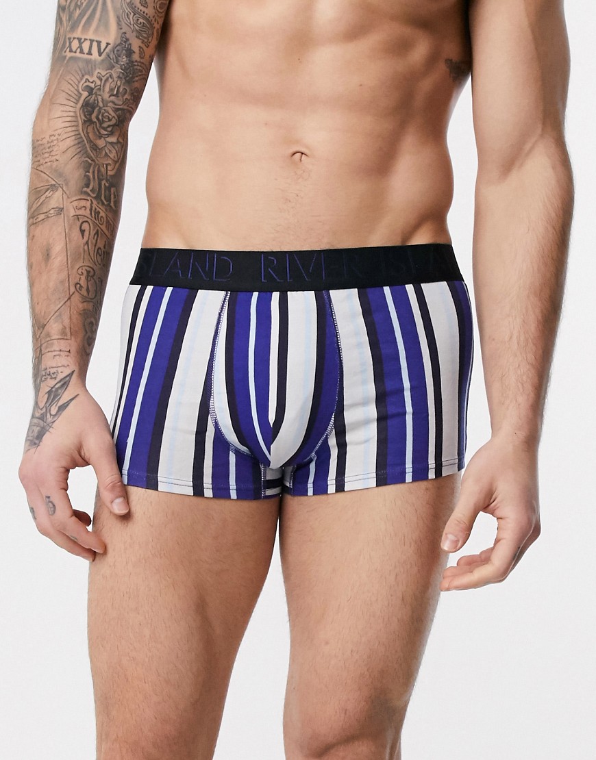 River Island 5 pack hipsters in purple stripe-Navy