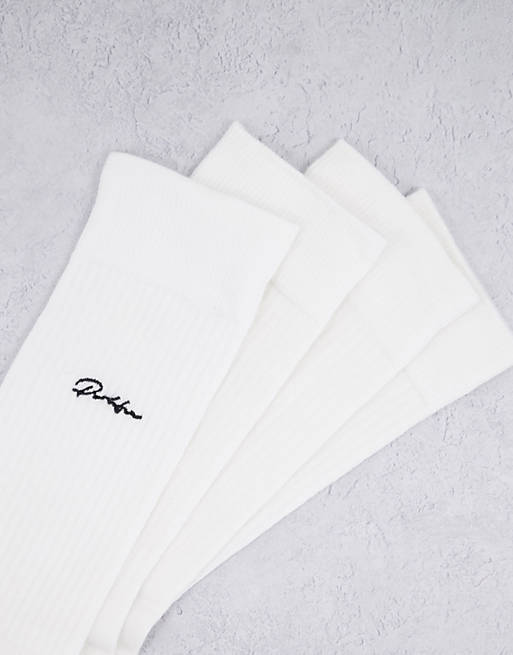 River Island 5 pack logo socks in white