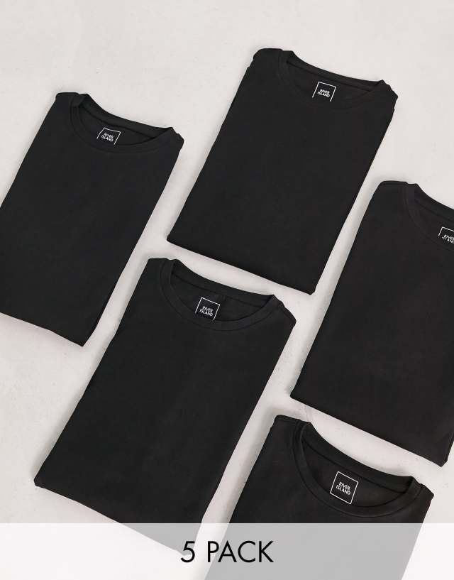 River Island 5 pack muscle fit t-shirts in black