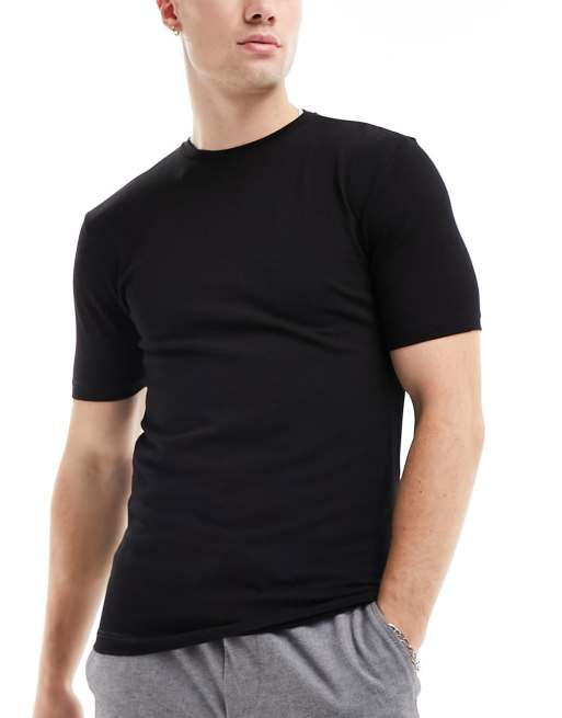 River Island 5 pack muscle t-shirts in black | ASOS