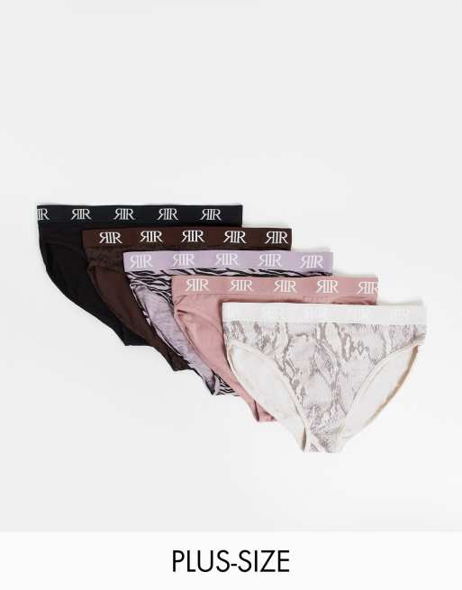 River Island 5 pack of animal print briefs in brown (Part of a set)