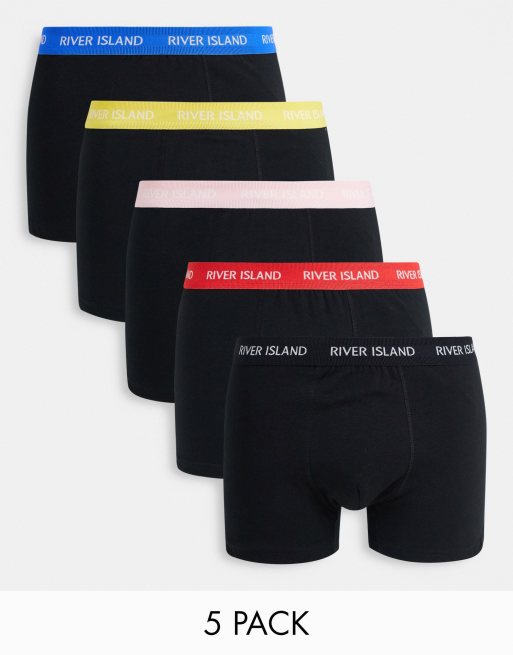 River Island 5 pack of boxers in black ASOS