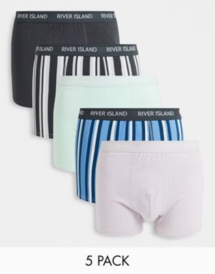 River Island 5 pack of boxers in stripes