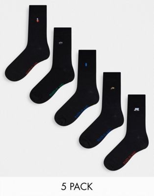 River Island 5 pack of icon socks in black