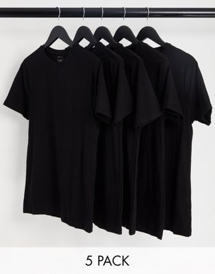 River Island 5 pack of muscle t-shirts in black