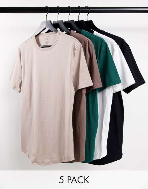 River Island 5 pack of t-shirts in brown | ASOS