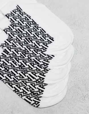 River Island 5 Pack Rib Knit Monogram Sneaker Socks