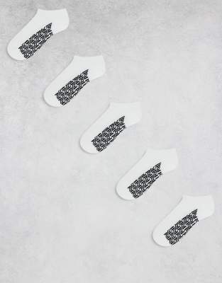 River Island River Island 5 pack rib monogram trainer socks in white